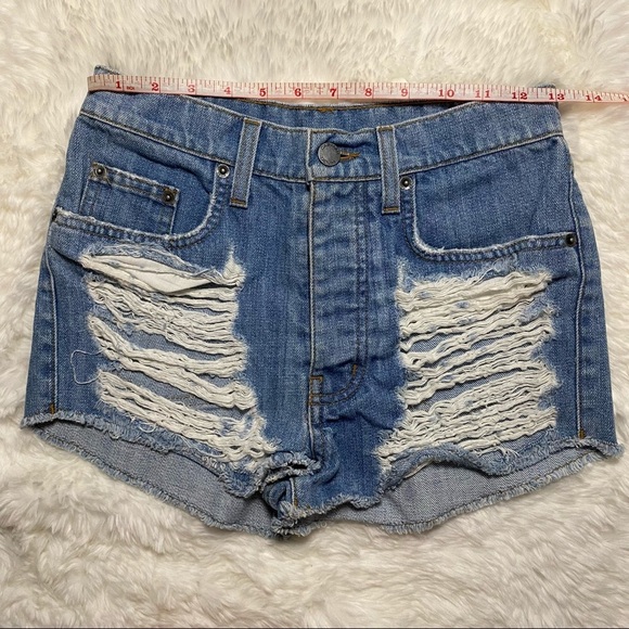 Carmar Distressed Denim Shorts Button Fly Size 25 - Picture 6 of 7
